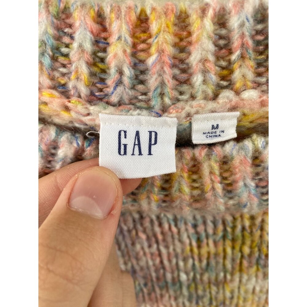 Gap Multi-Color Knit Sweater Womens M Acrylic/Cotton Crewneck Pullover Ribbed - Picture 4 of 6